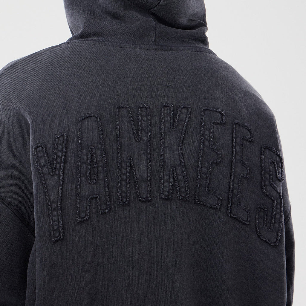 Washed Full Zip Hoodie New York Yankees Black MLB Vintage Snapback Baseball Cap Adjustable Streetwear Hat