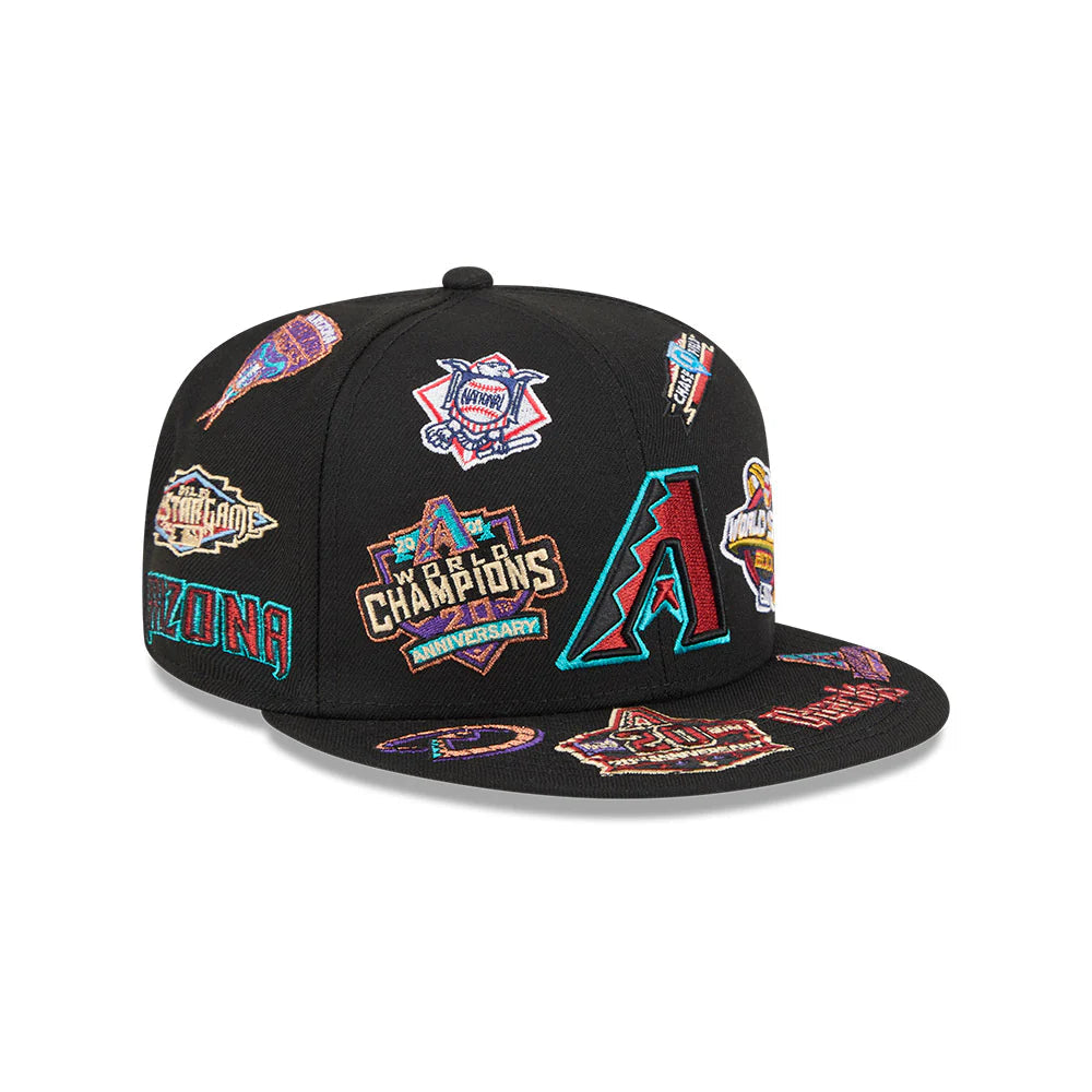 Arizona Diamondbacks All Over Patch 59Fifty Fitted MLB Vintage Snapback Baseball Cap Adjustable Streetwear Hat