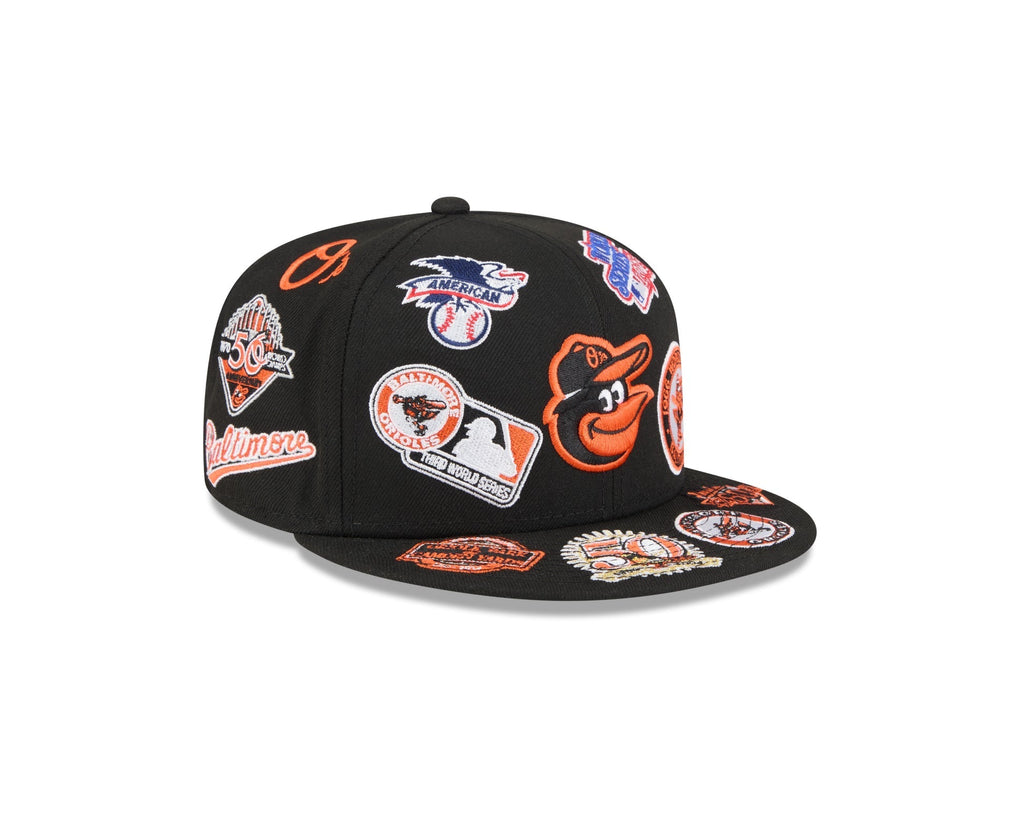 Baltimore Orioles All Over Patch 59Fifty Fitted MLB Vintage Snapback Baseball Cap Adjustable Streetwear Hat