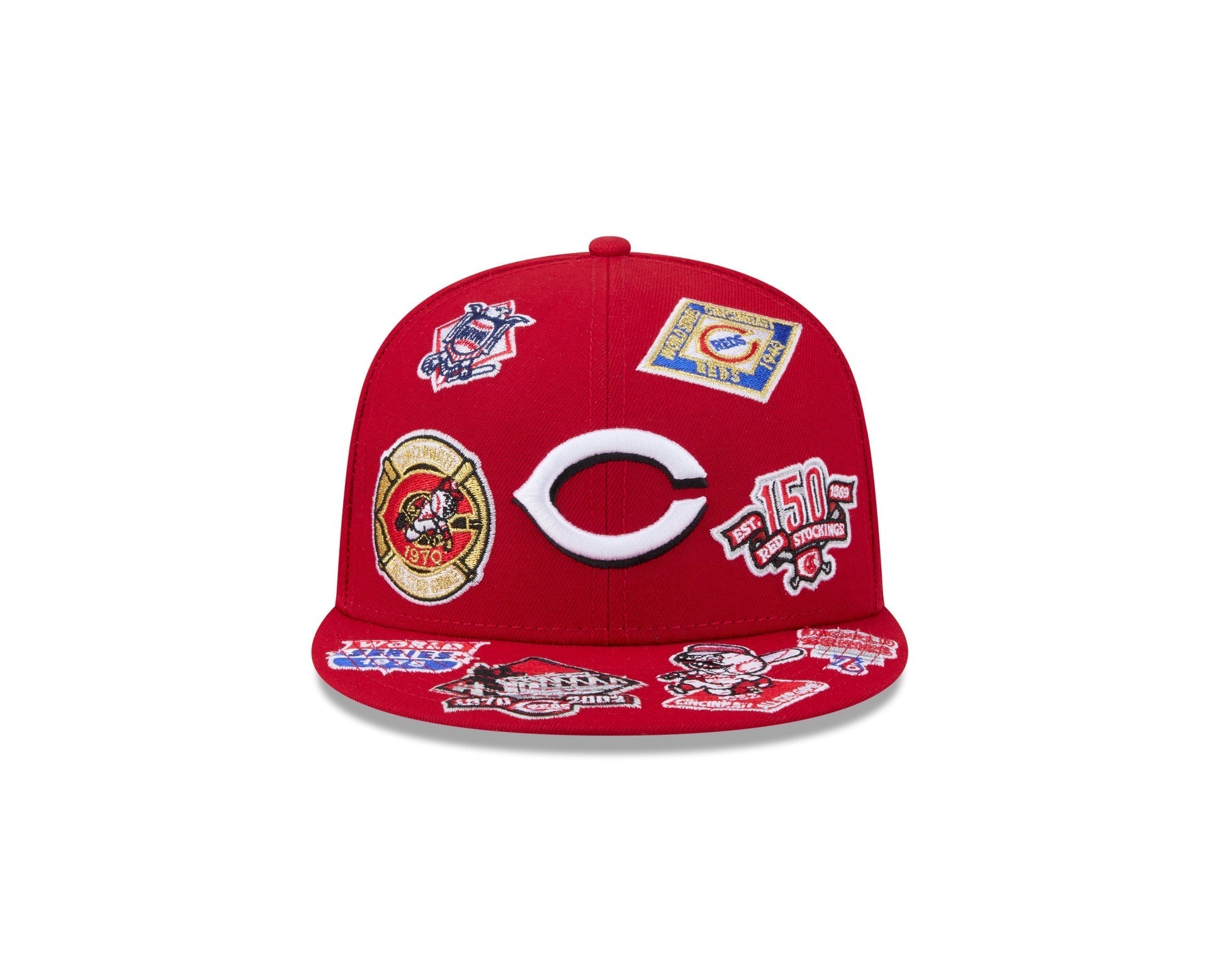 Cincinnati Reds All Over Patch 59Fifty Fitted MLB Vintage Snapback Baseball Cap Adjustable Streetwear Hat