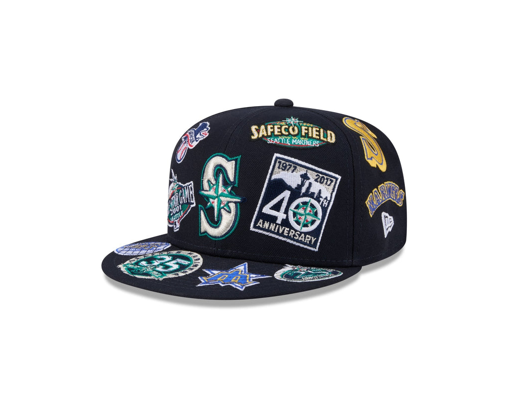 Seattle Mariners All Over Patch 59Fifty Fitted MLB Vintage Snapback Baseball Cap Adjustable Streetwear Hat