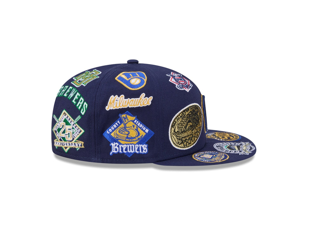 Milwaukee Brewers All Over Patch 59Fifty Fitted MLB Vintage Snapback Baseball Cap Adjustable Streetwear Hat