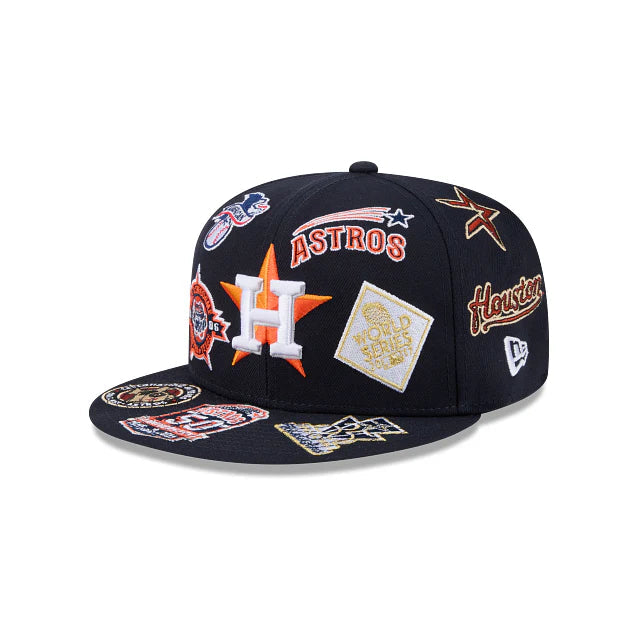 Houston Astros All Over Patch 59Fifty Fitted MLB Vintage Snapback Baseball Cap Adjustable Streetwear Hat