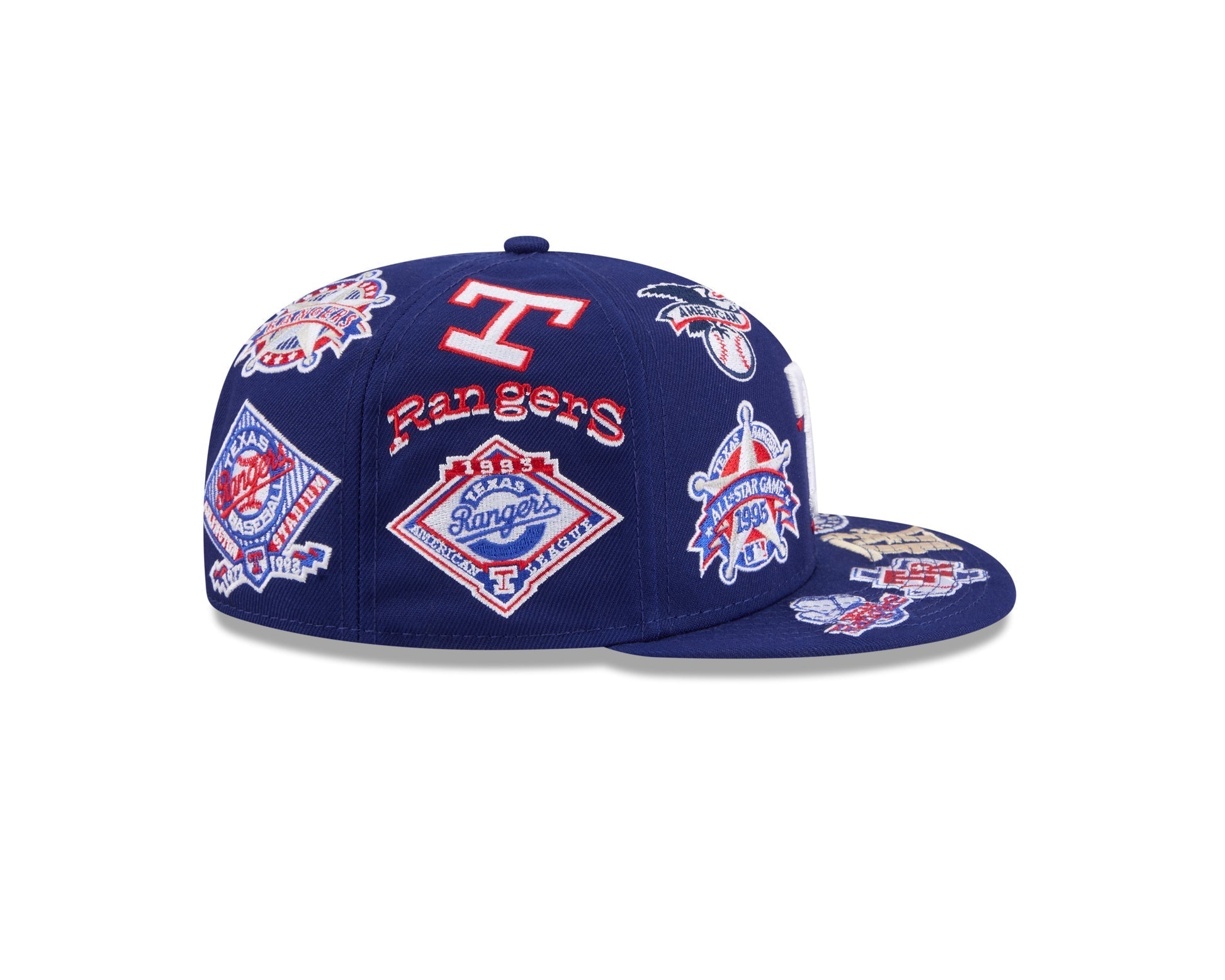 Texas Rangers All Over Patch 59Fifty Fitted MLB Vintage Snapback Baseball Cap Adjustable Streetwear Hat